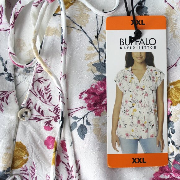 NEW Buffalo David Bitton flutter sleeve romantic floral blouse top XXL  2X - Picture 9 of 12